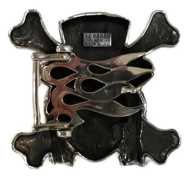 1½” PIRATE SKULL with DREADLOCKS Buckle in .925 Sterling Silver