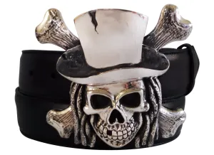 1½” PIRATE SKULL with DREADLOCKS Buckle in .925 Sterling Silver