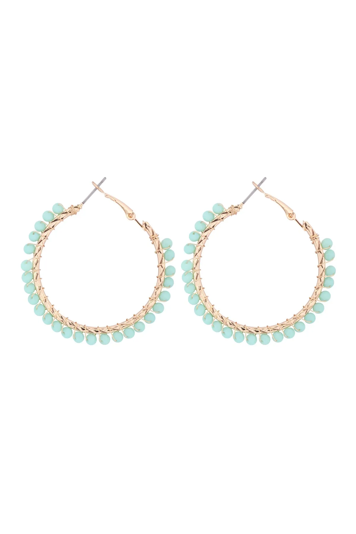 26923 - WIRED GLASS BEAD HOOP EARRINGS