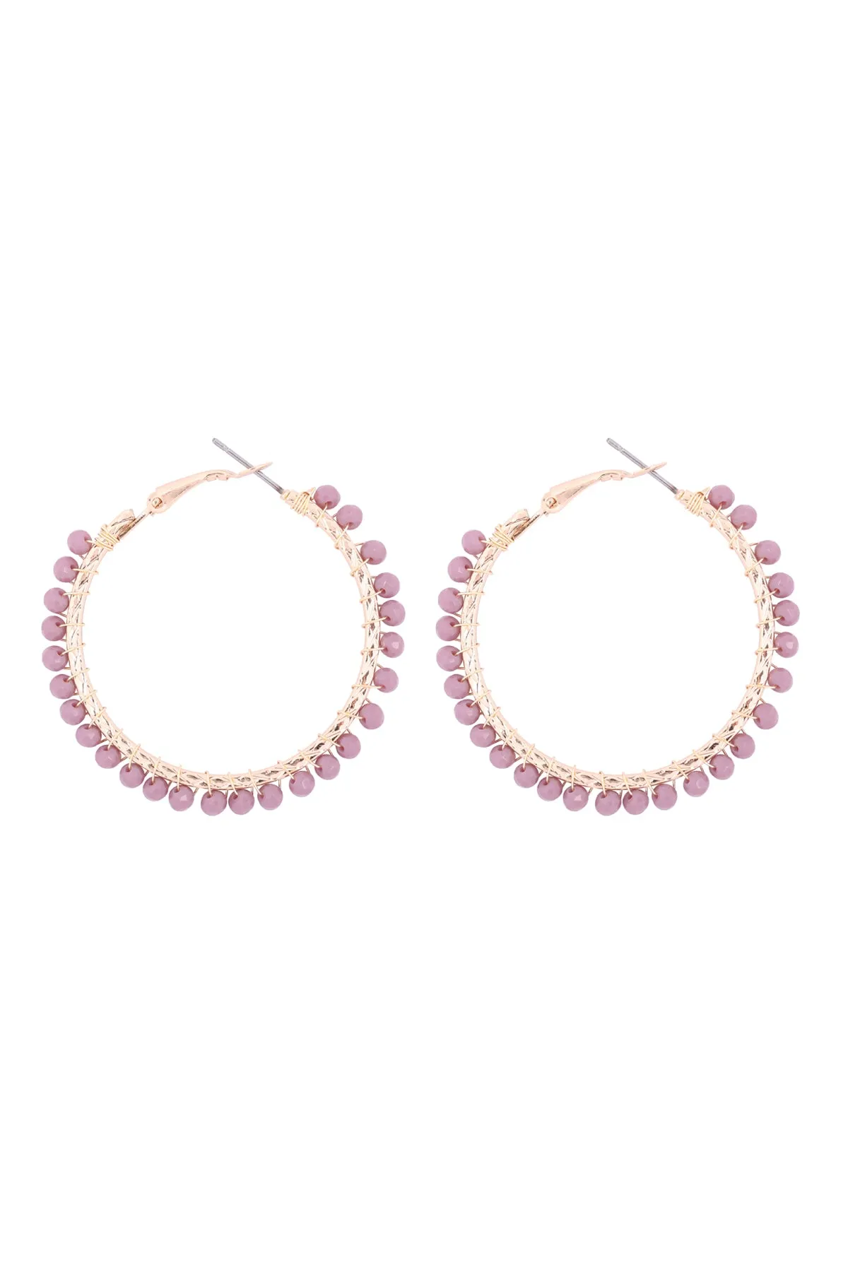 26923 - WIRED GLASS BEAD HOOP EARRINGS