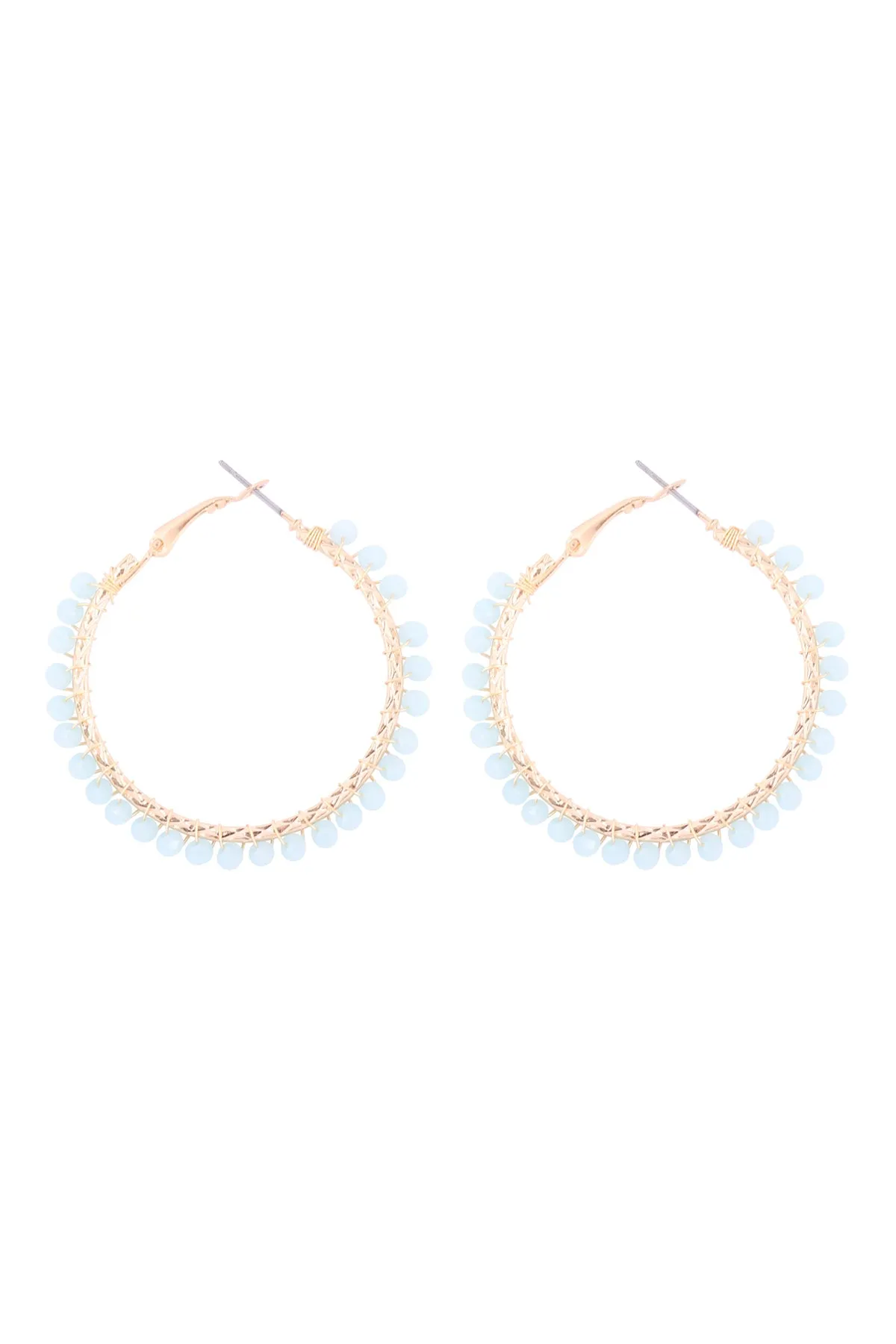 26923 - WIRED GLASS BEAD HOOP EARRINGS