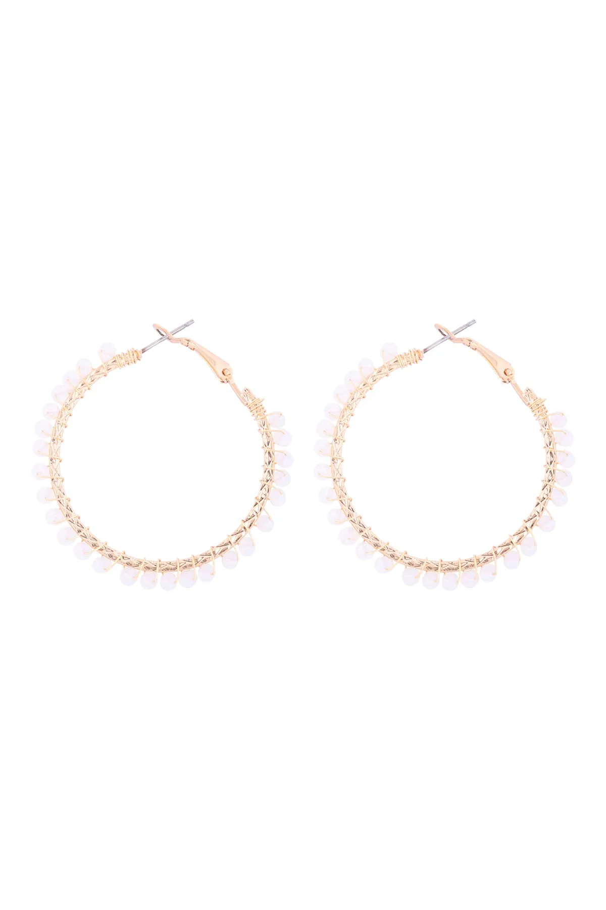 26923 - WIRED GLASS BEAD HOOP EARRINGS