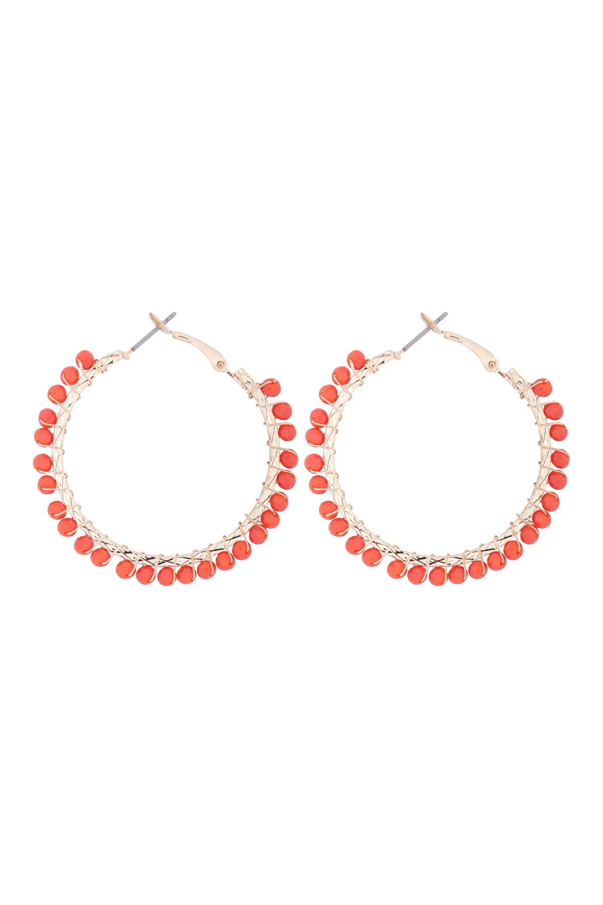 26923 - WIRED GLASS BEAD HOOP EARRINGS
