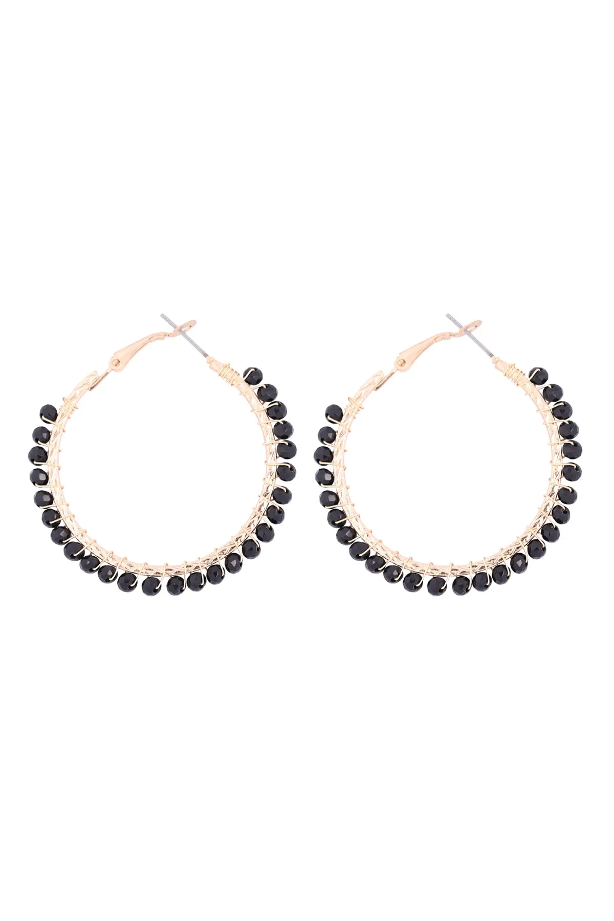 26923 - WIRED GLASS BEAD HOOP EARRINGS