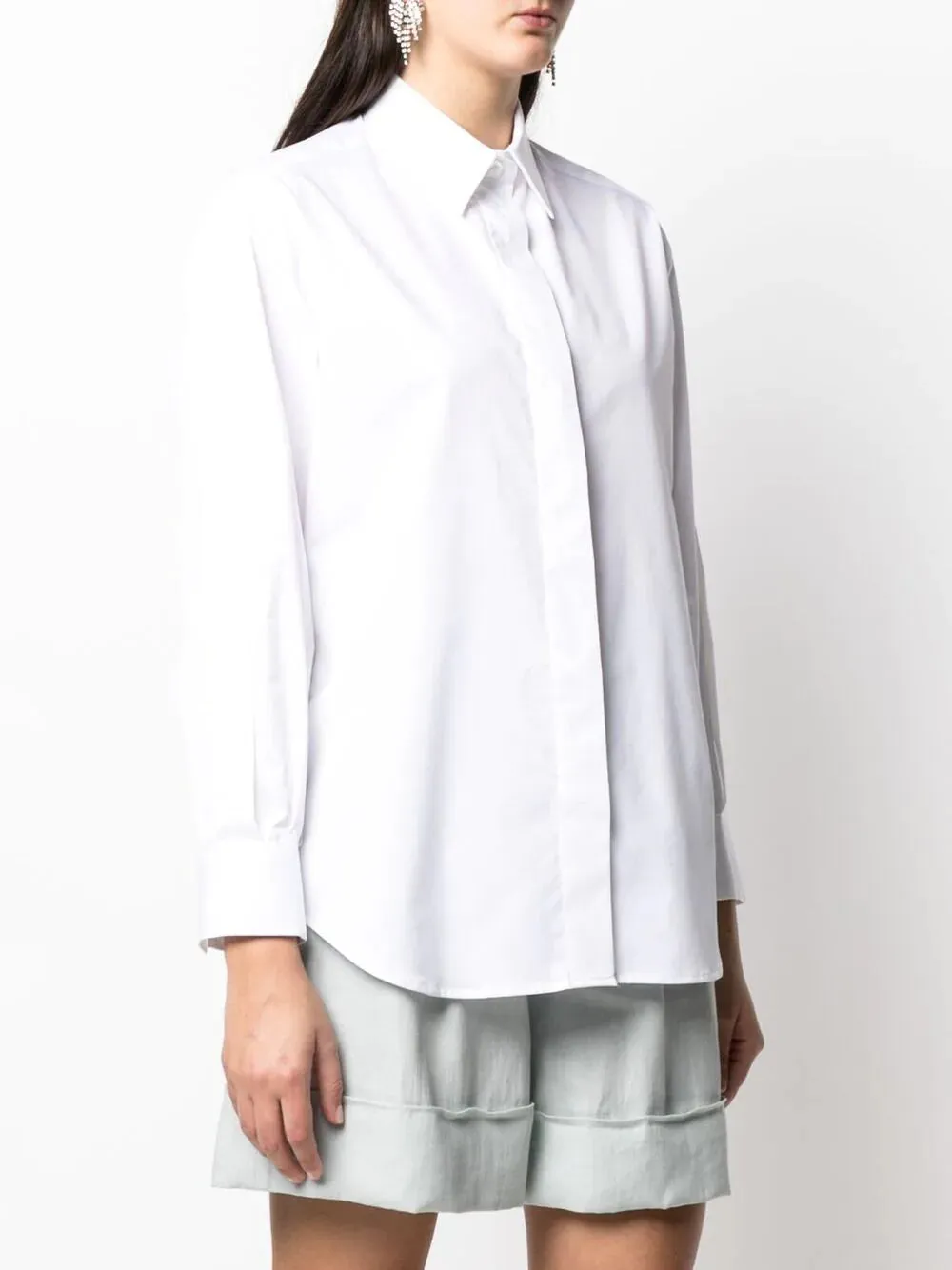 $495 ELEVENTY - White Puff Open Sleeve Dress Shirt Cotton - 4 / 42