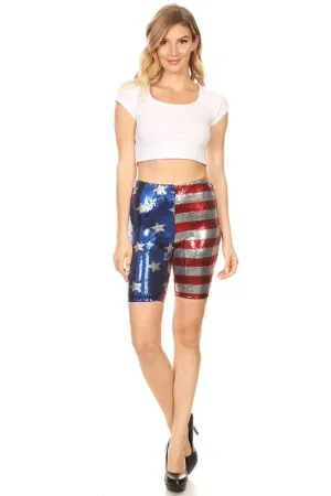 4TH OF JULY SEQUIN BIKER SHORTS