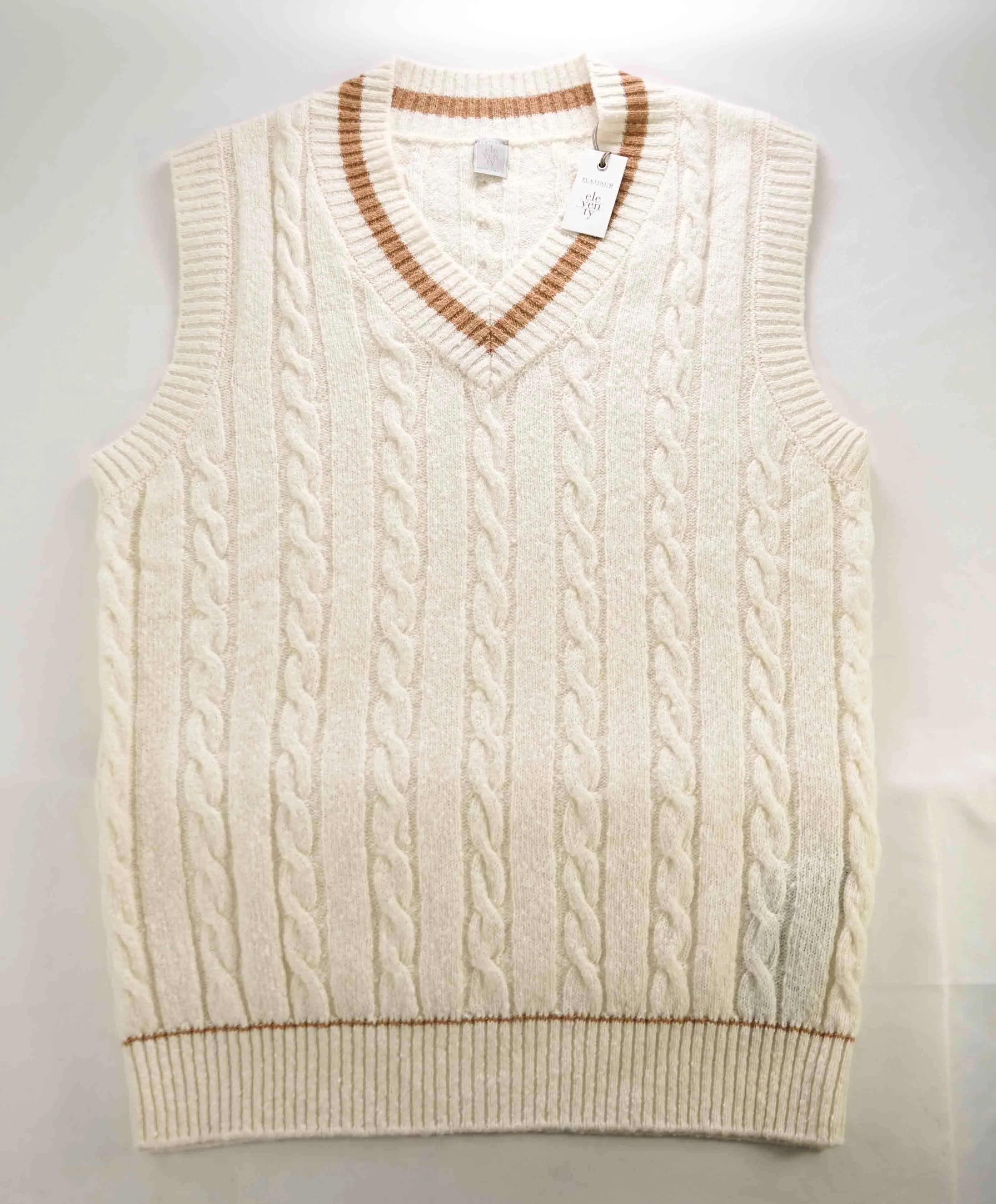 $545 ELEVENTY - Cable Knit WOOL/CASHMERE *CRICKET* Sweater Vest - Large