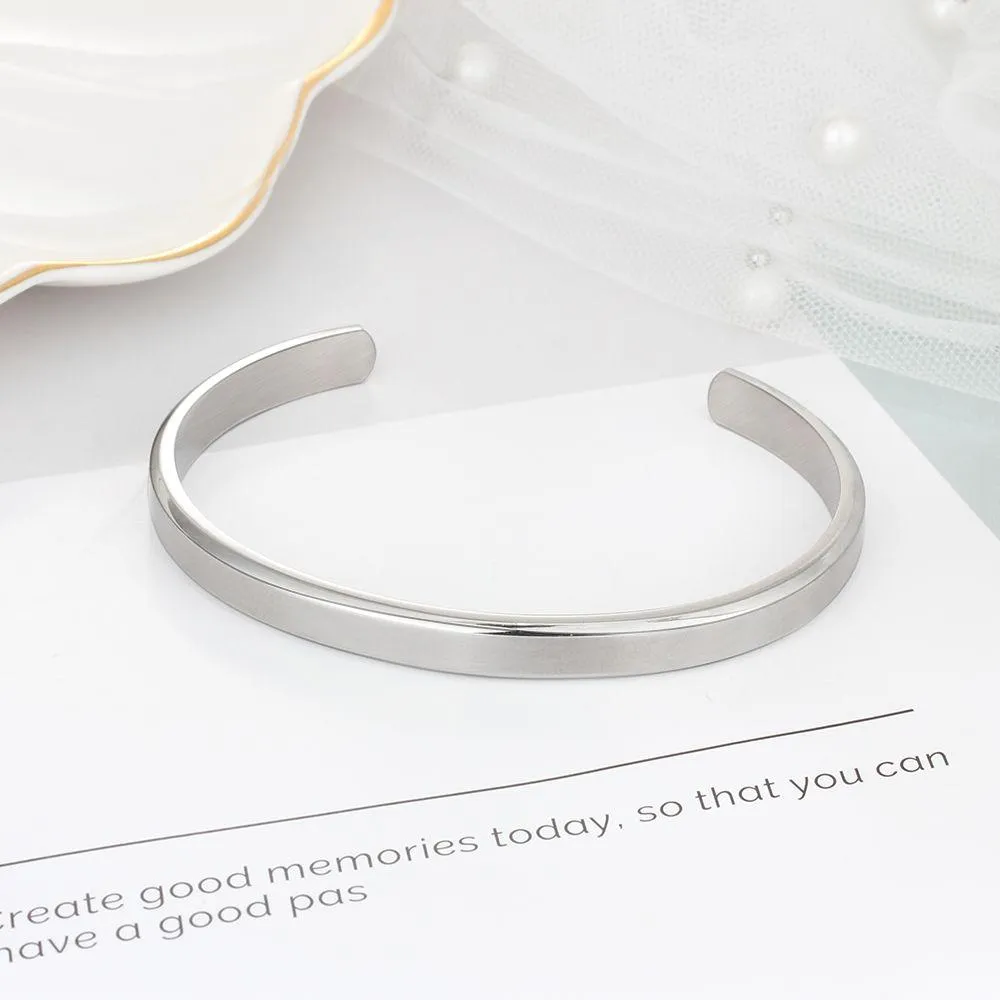 6mm Width Personalized Gift Engraved Name ID Bangle Unisex Stainless Steel Bangles