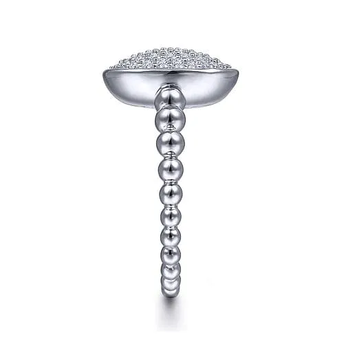 925 Sterling Silver Oval Signet Ring with White Sapphire Pave