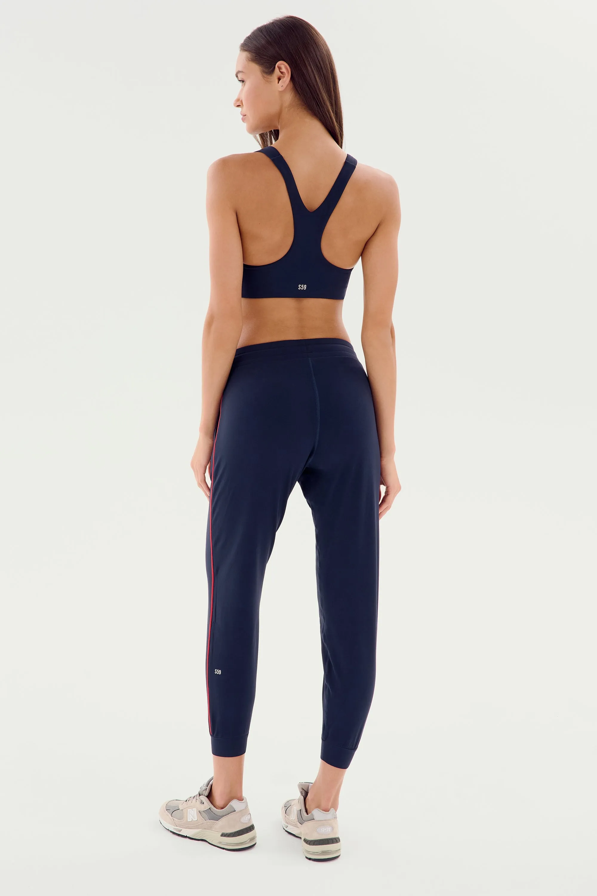 Airweight Jogger 7/8 with Piping - Indigo/Pirate Red