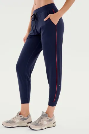 Airweight Jogger 7/8 with Piping - Indigo/Pirate Red