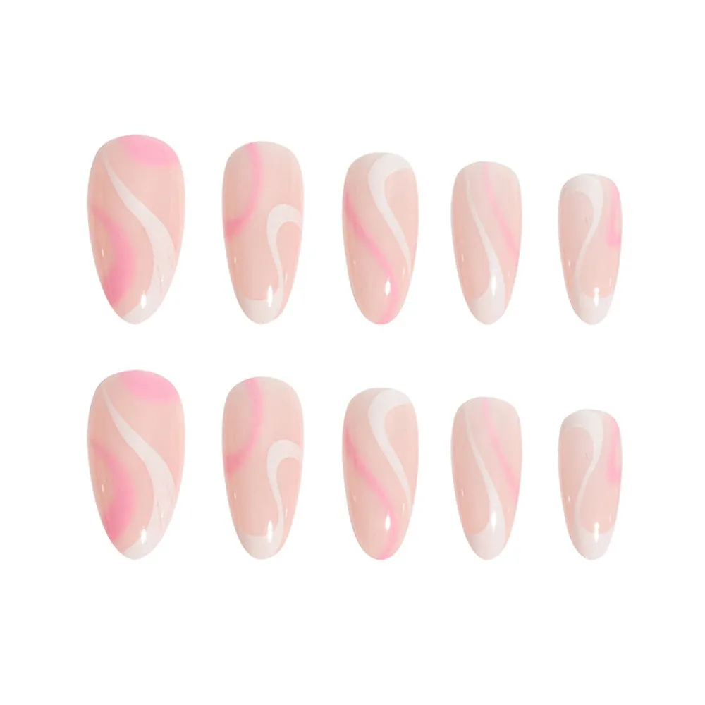 Almond Pink and white lines