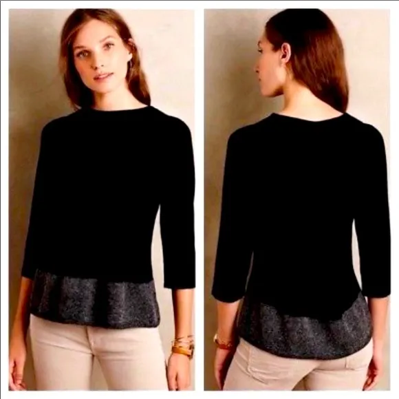 Anthro Angel of the North Wool Cashmere Blend Pullover Sweater