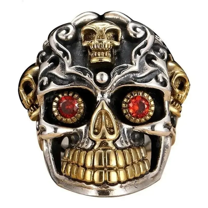 Bague motard tête de mort égyptienne (Argent)