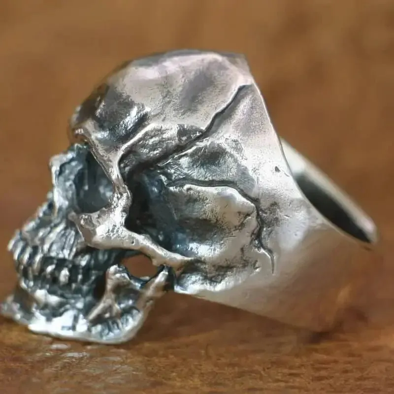 Bague motard tête de mort égyptienne (Argent)