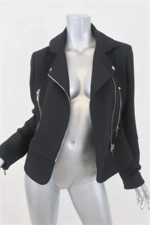 Balenciaga Crepe Moto Jacket Black Size 42 Biker Jacket