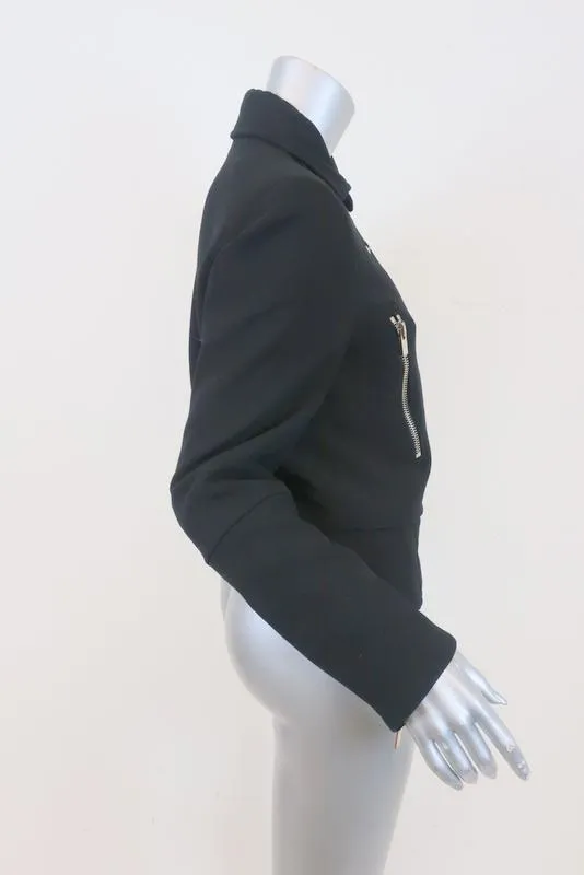 Balenciaga Crepe Moto Jacket Black Size 42 Biker Jacket