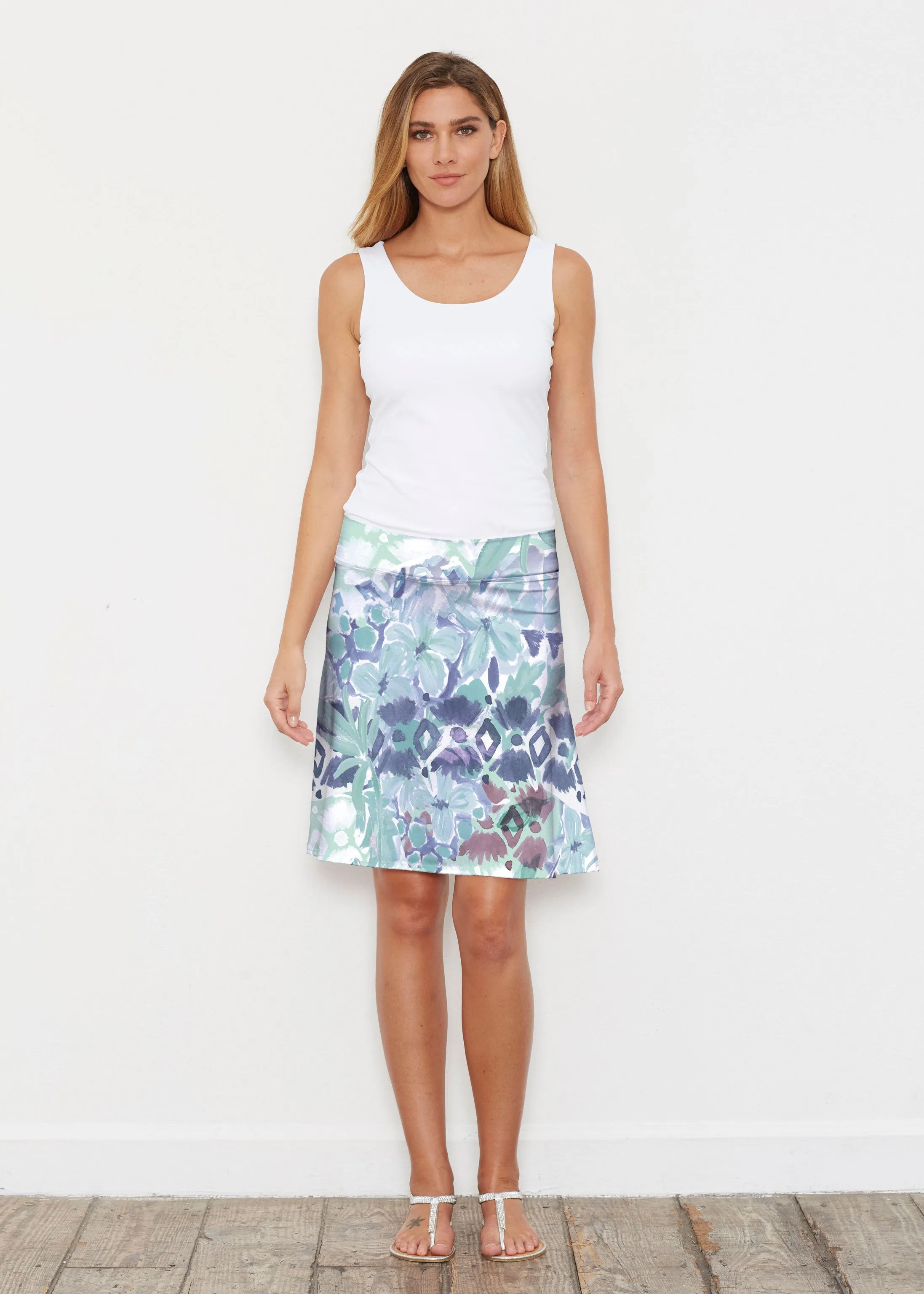 Bali Minty Blue (17291) ~ Silky Brenda Skirt 21 inch