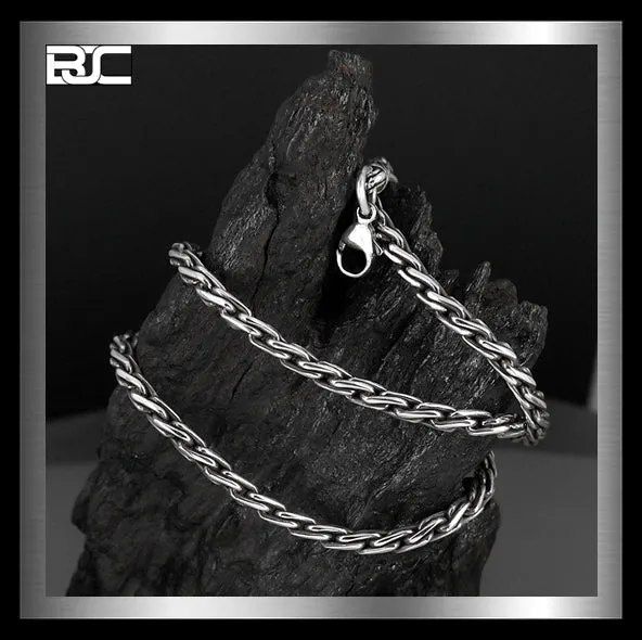 Bali Sterling Silver Biker Necklace Viking Rope Chain