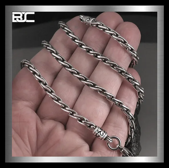 Bali Sterling Silver Biker Necklace Viking Rope Chain