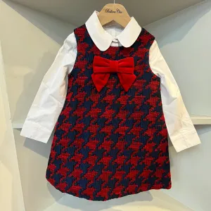 BALLOON CHIC - Tweed Pinafore Set & Hairband - Green