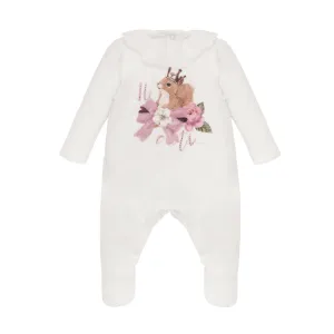 BALLOON CHIC - Velour Squirrel Babygrow  - White