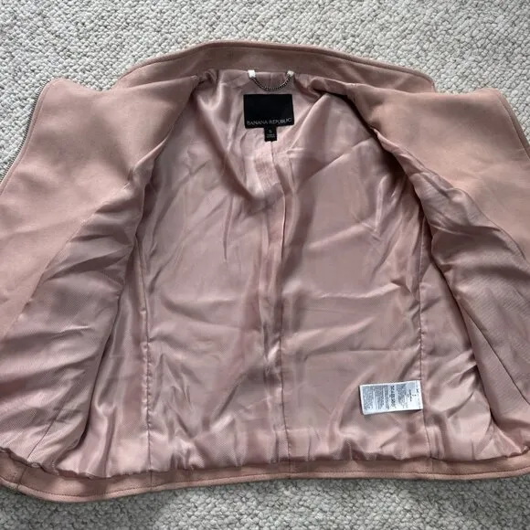Banana Republic Vegan Suede Moto Jacket, Blush Pink Size Small #425042