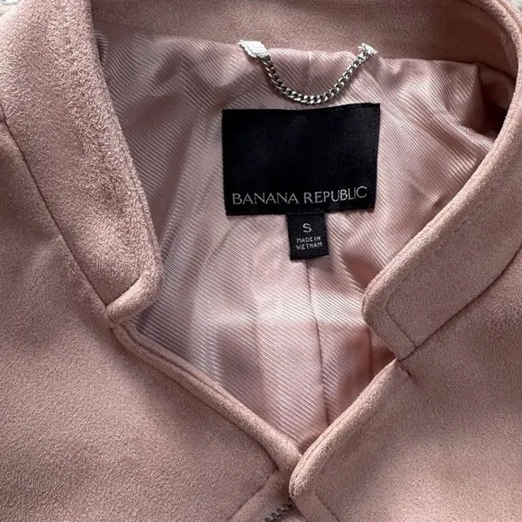 Banana Republic Vegan Suede Moto Jacket, Blush Pink Size Small #425042