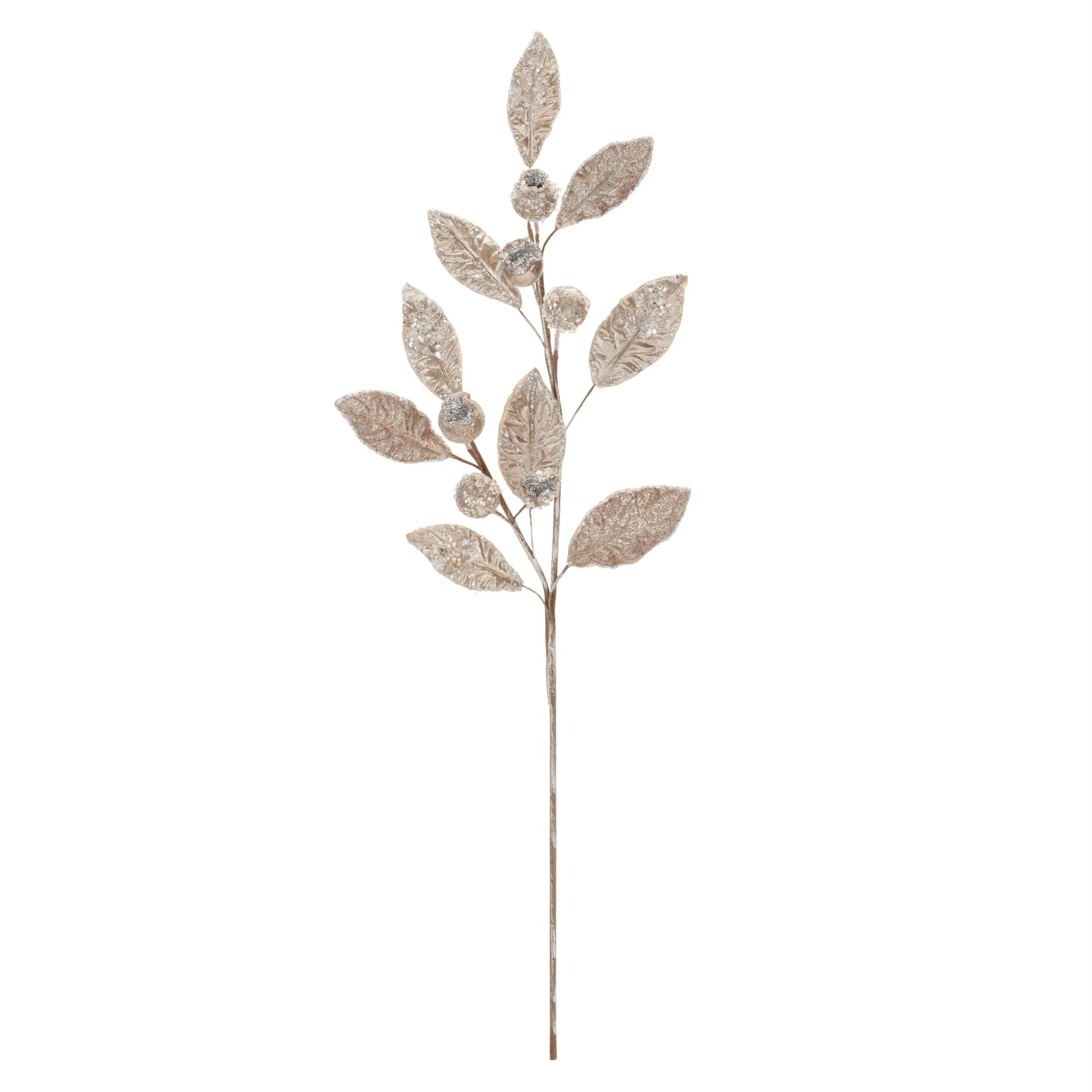 Beaded Silver Leaf Stem (Set of 2)