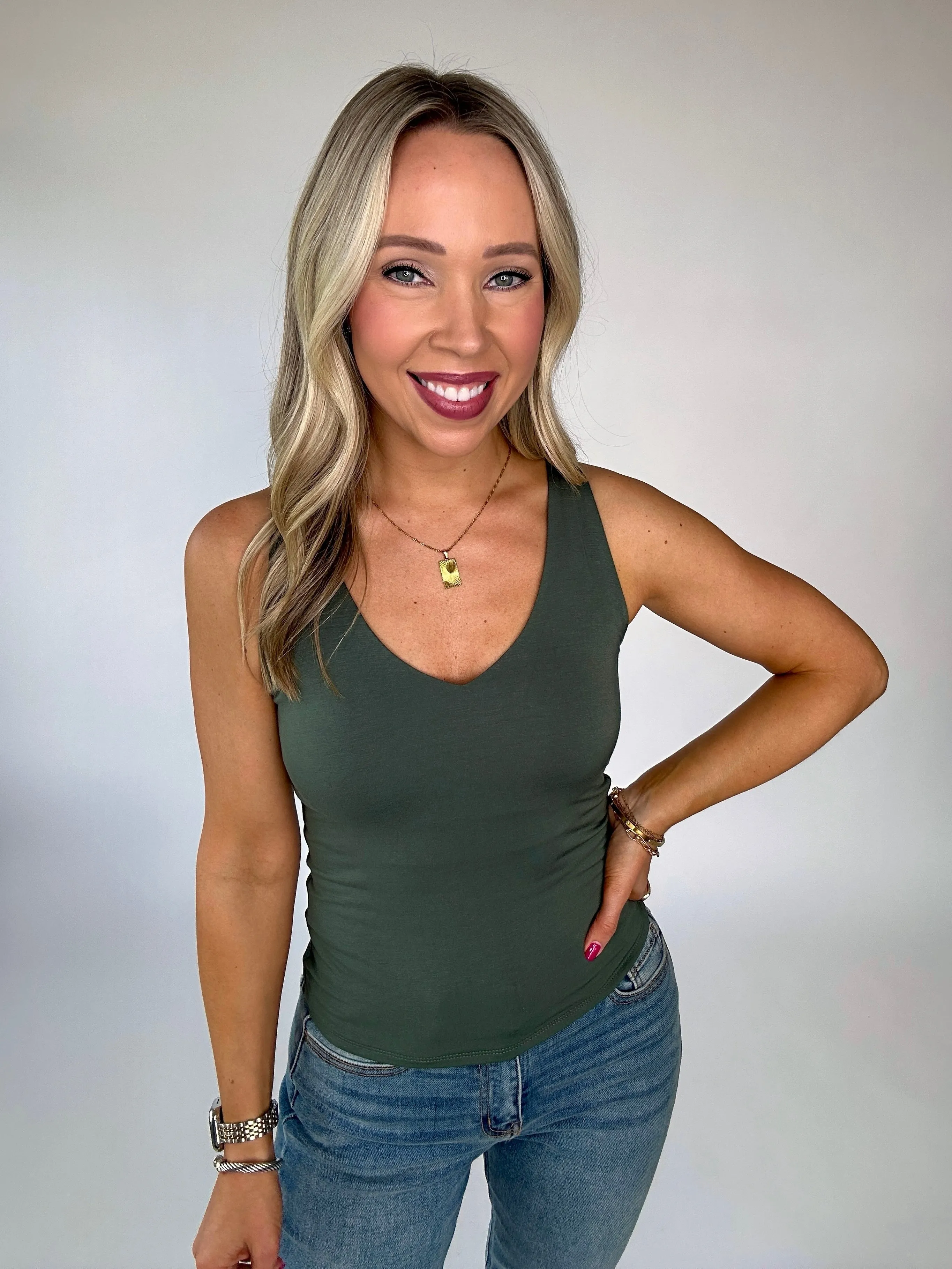 Better Than Ever Basic Tank - Green Ivy