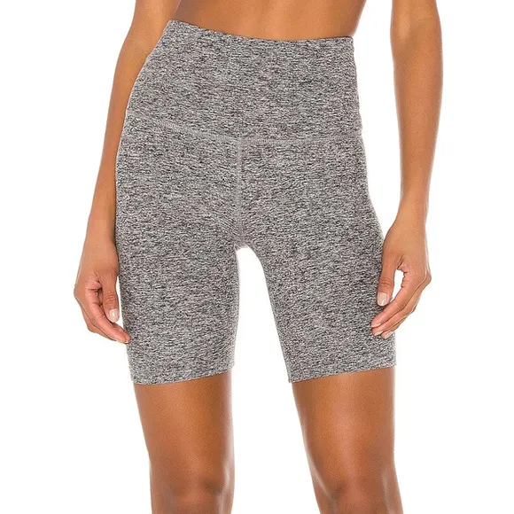 Beyond Yoga Spacedye High Waisted 7&quot; Inseam Biker Shorts Black / White Grey XS