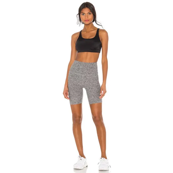 Beyond Yoga Spacedye High Waisted 7&quot; Inseam Biker Shorts Black / White Grey XS
