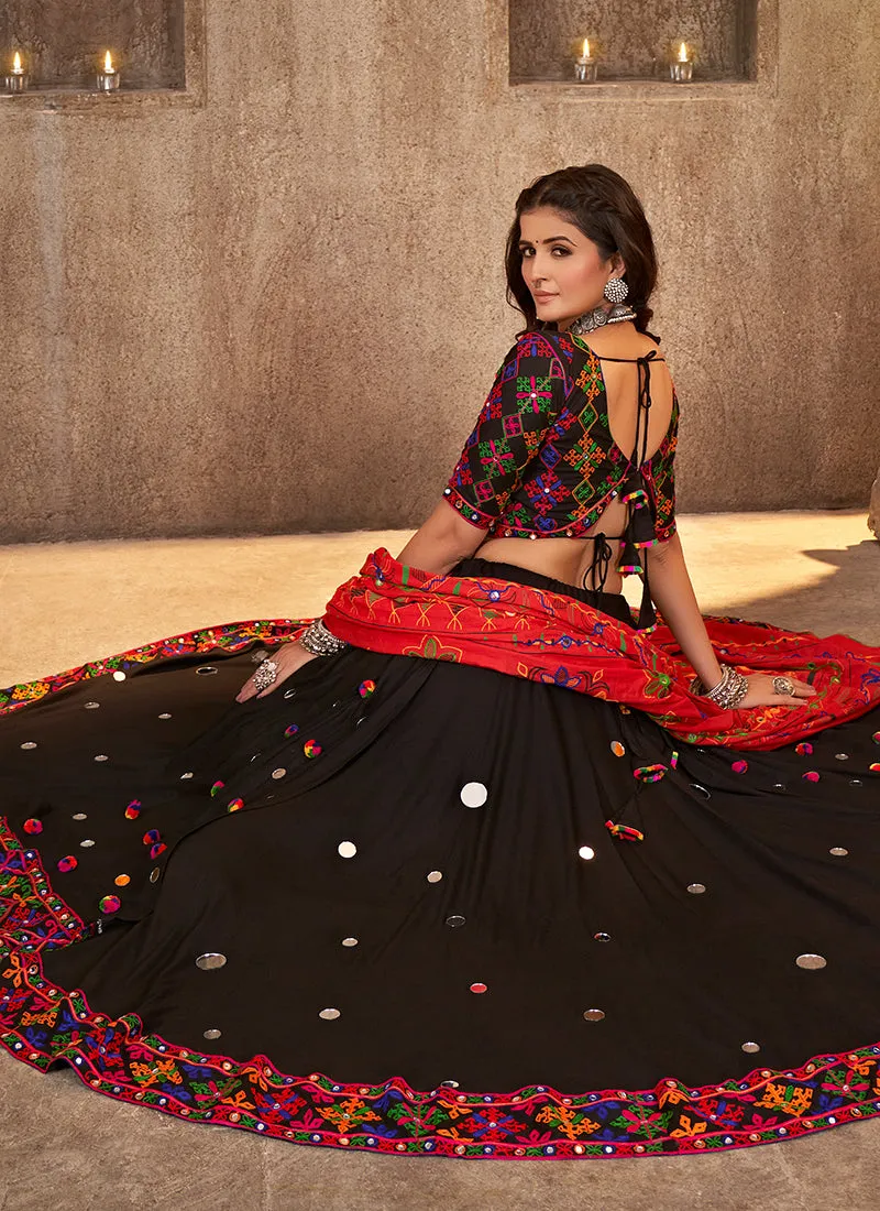 Black And Red Kutchi Embroidered Rajwadi Chaniya Choli