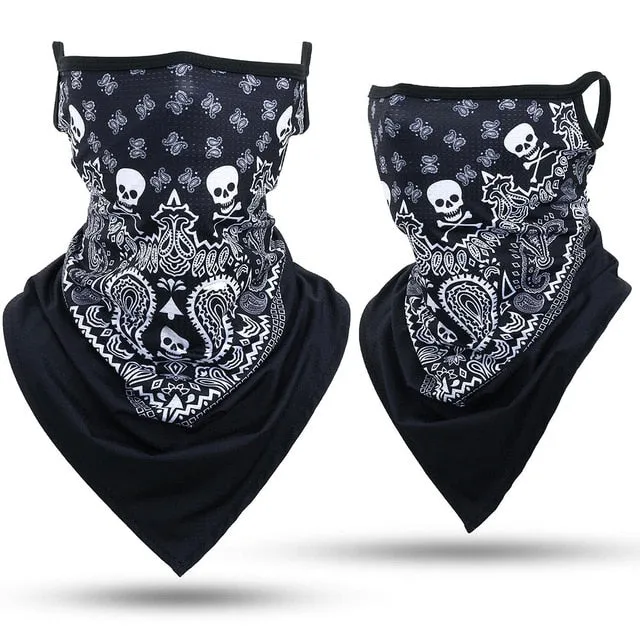 Black Skull Biker Bandana