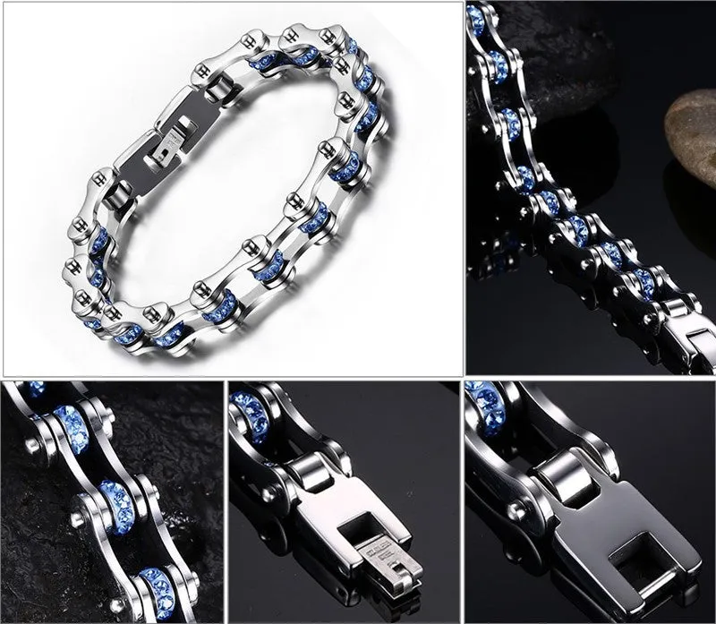 Blue Studded Stainless Steel Bracelet