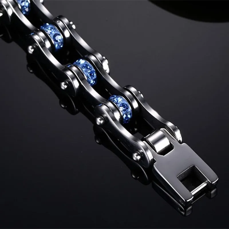 Blue Studded Stainless Steel Bracelet