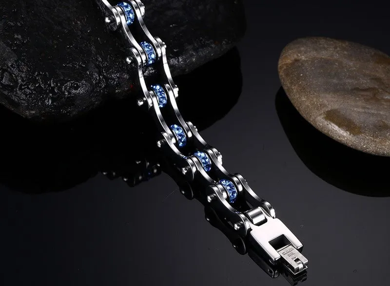 Blue Studded Stainless Steel Bracelet