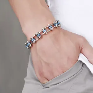 Blue Studded Stainless Steel Bracelet