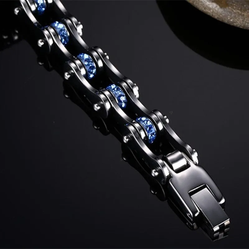 Blue Studded Stainless Steel Bracelet