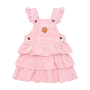 Blush Cord Tiered Overall Dress
