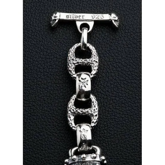 Boar Head 925 Sterling Silver Men's Biker Bracelet
