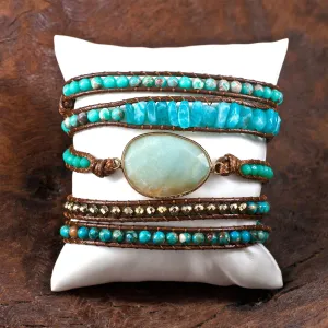Boho & Mala Amazonite Stone 5 Wrap WSB1001