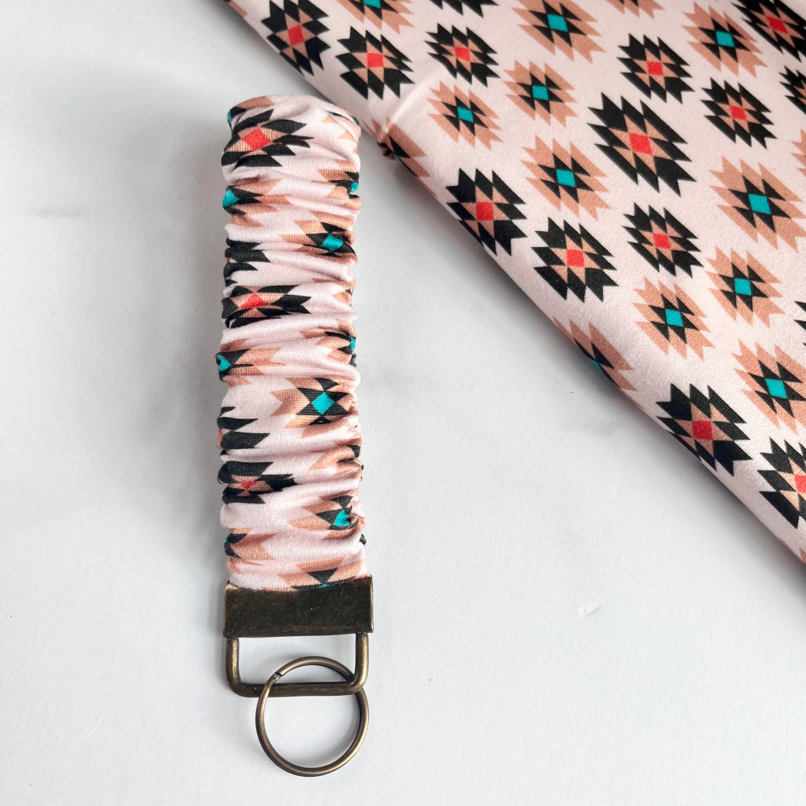 Brown Aztec Scrunchie Keychain