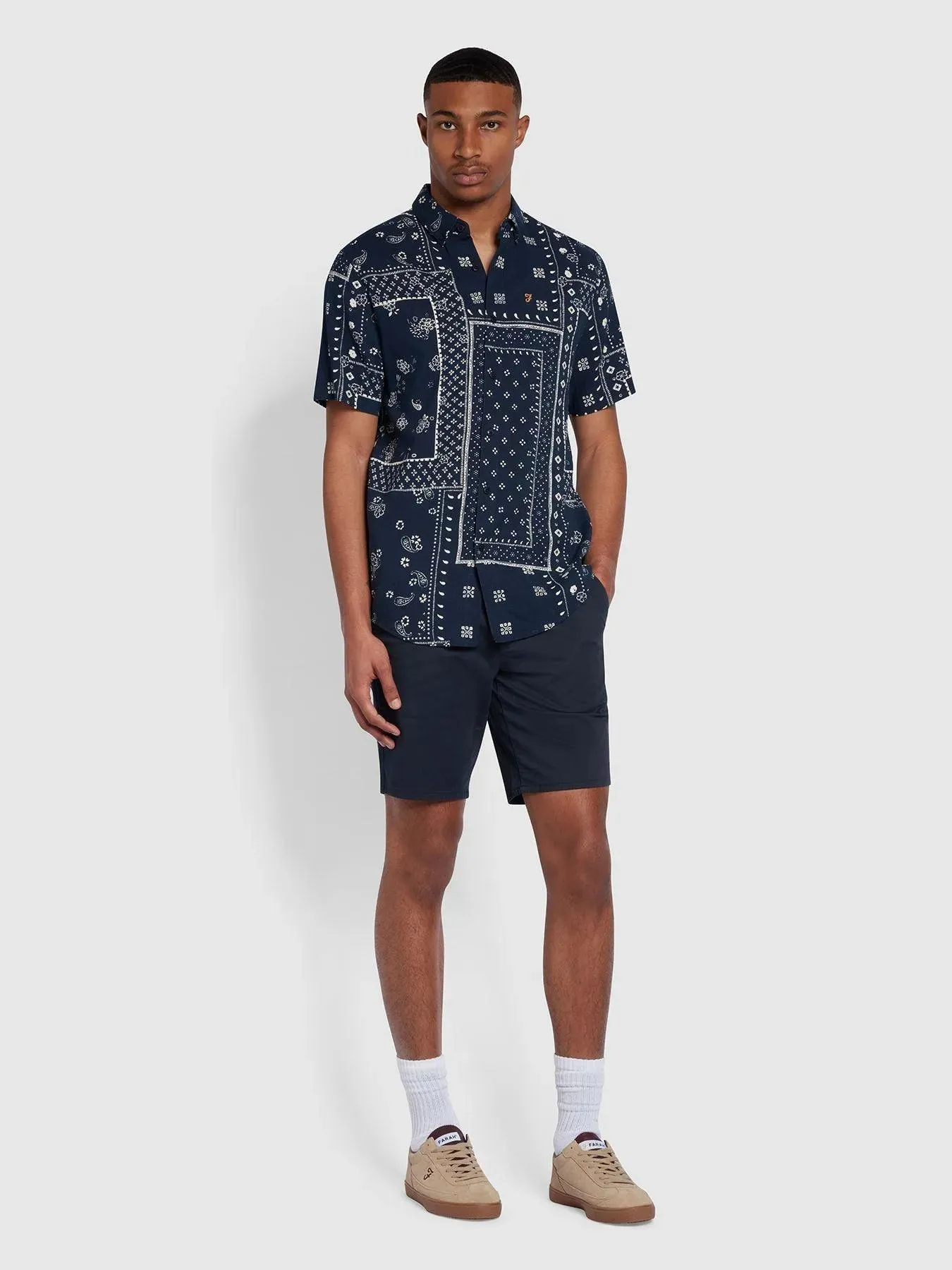 Camisa Farah Marcus Print Navy