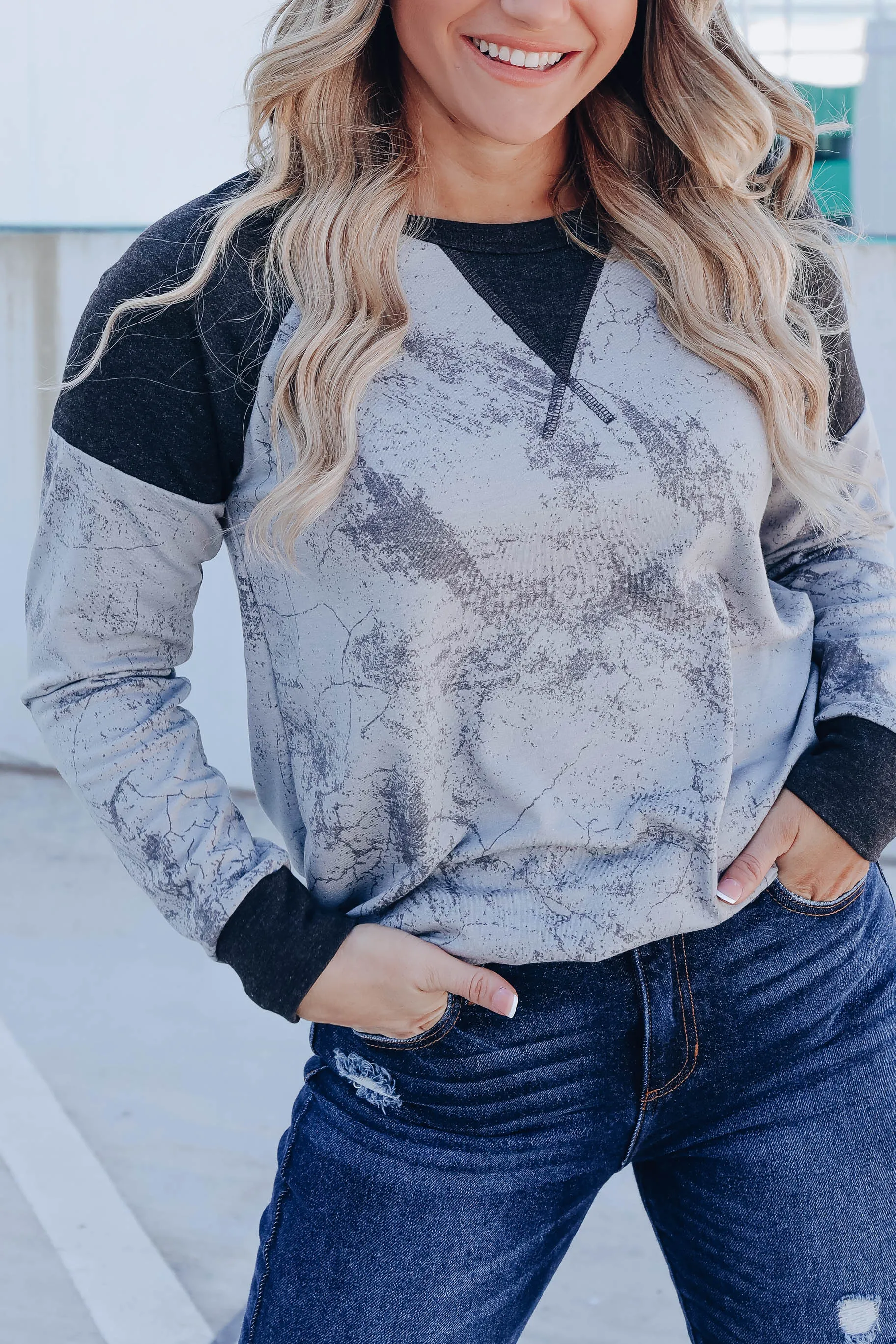 Carrara Raglan Sleeve Sweatshirt- Grey