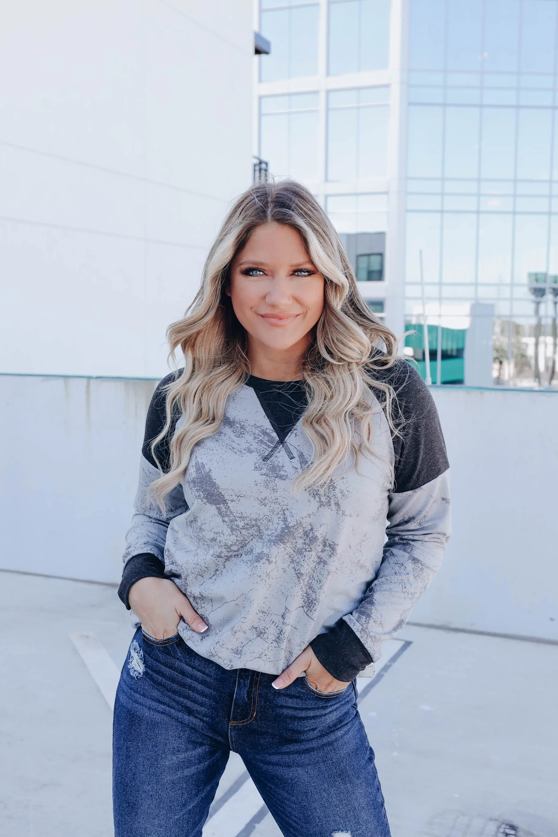 Carrara Raglan Sleeve Sweatshirt- Grey