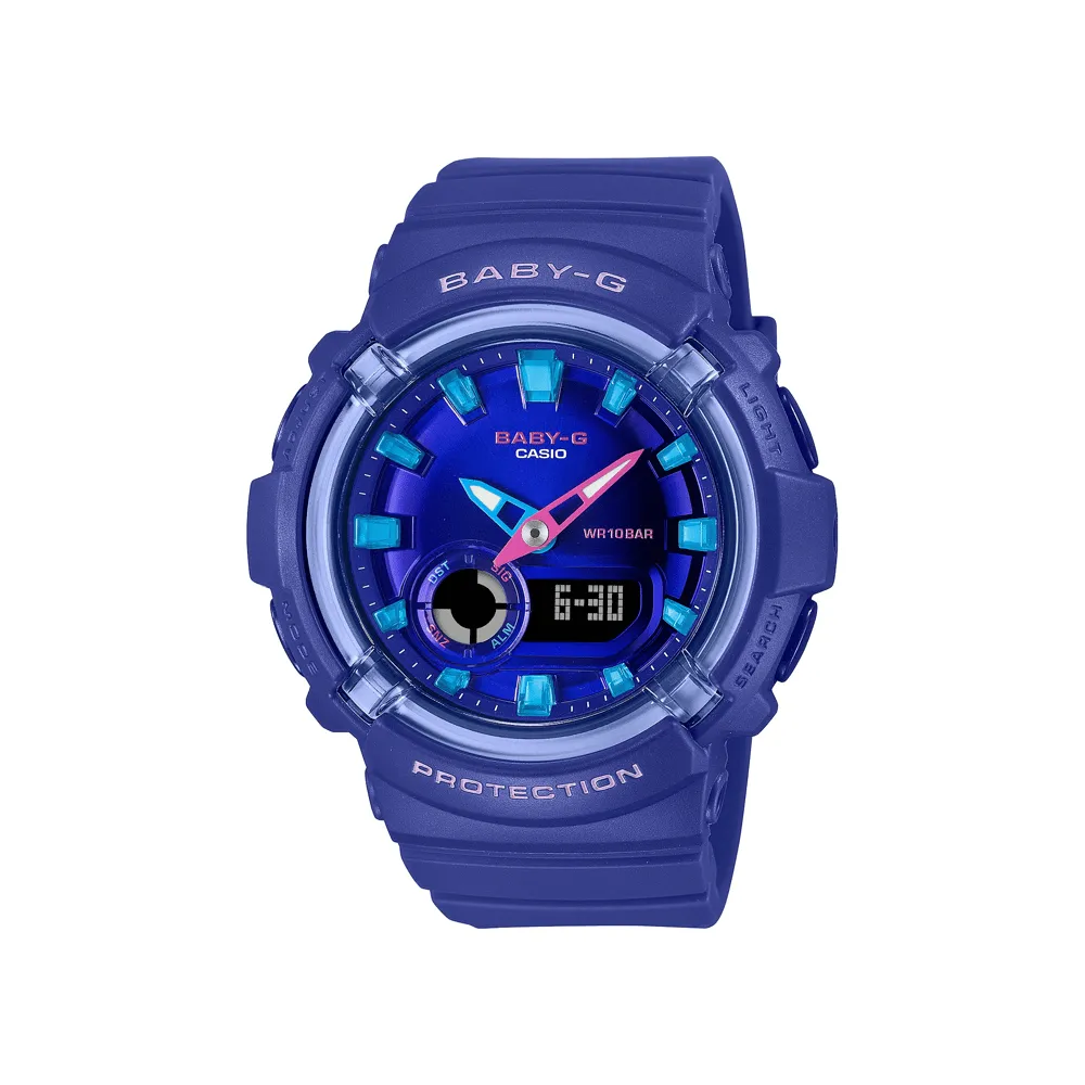 Casio Baby G Duo Dance In Neon Led Worldtime Stopwatch Alarm 100M Water Resistant Blue Case And Resin Band BGA280DN-2A