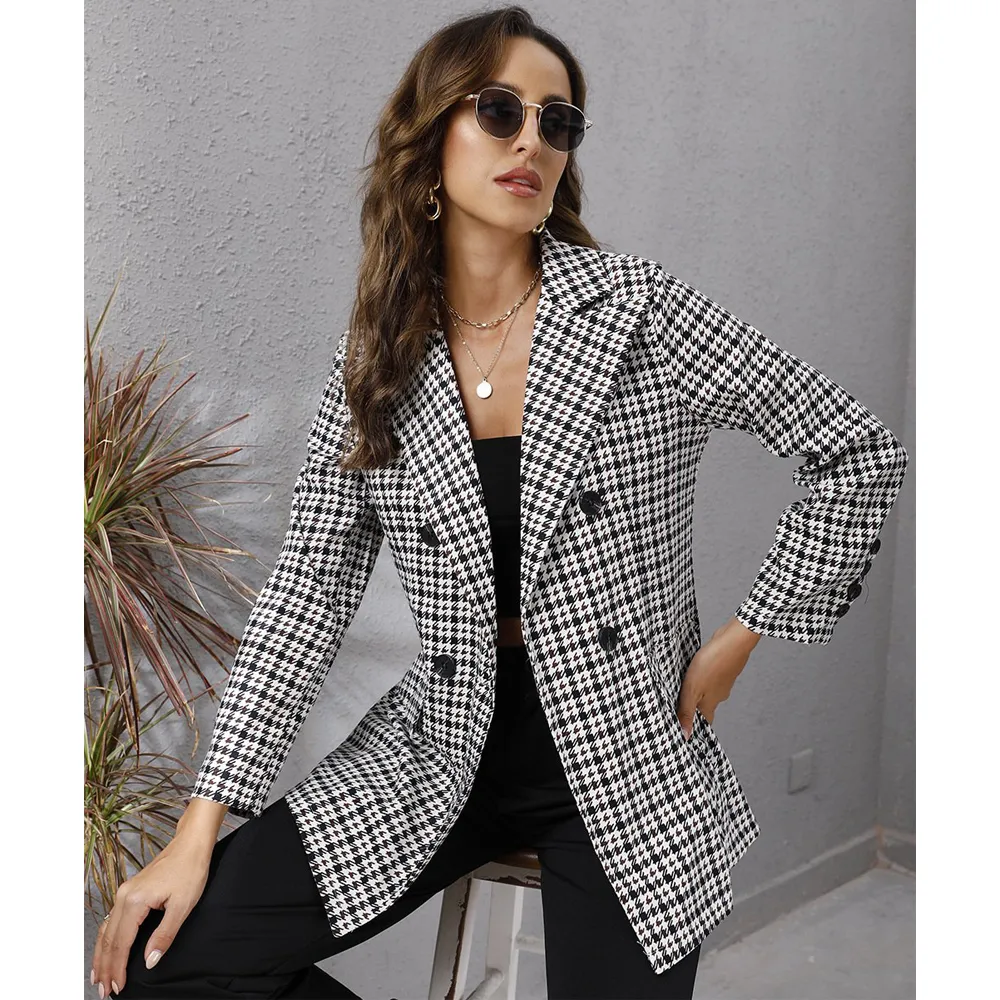 Casual Women Plaid Turnover Collar Fall Overcoat