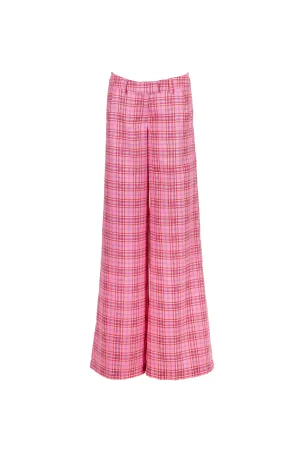 Checked Wide-leg Trousers