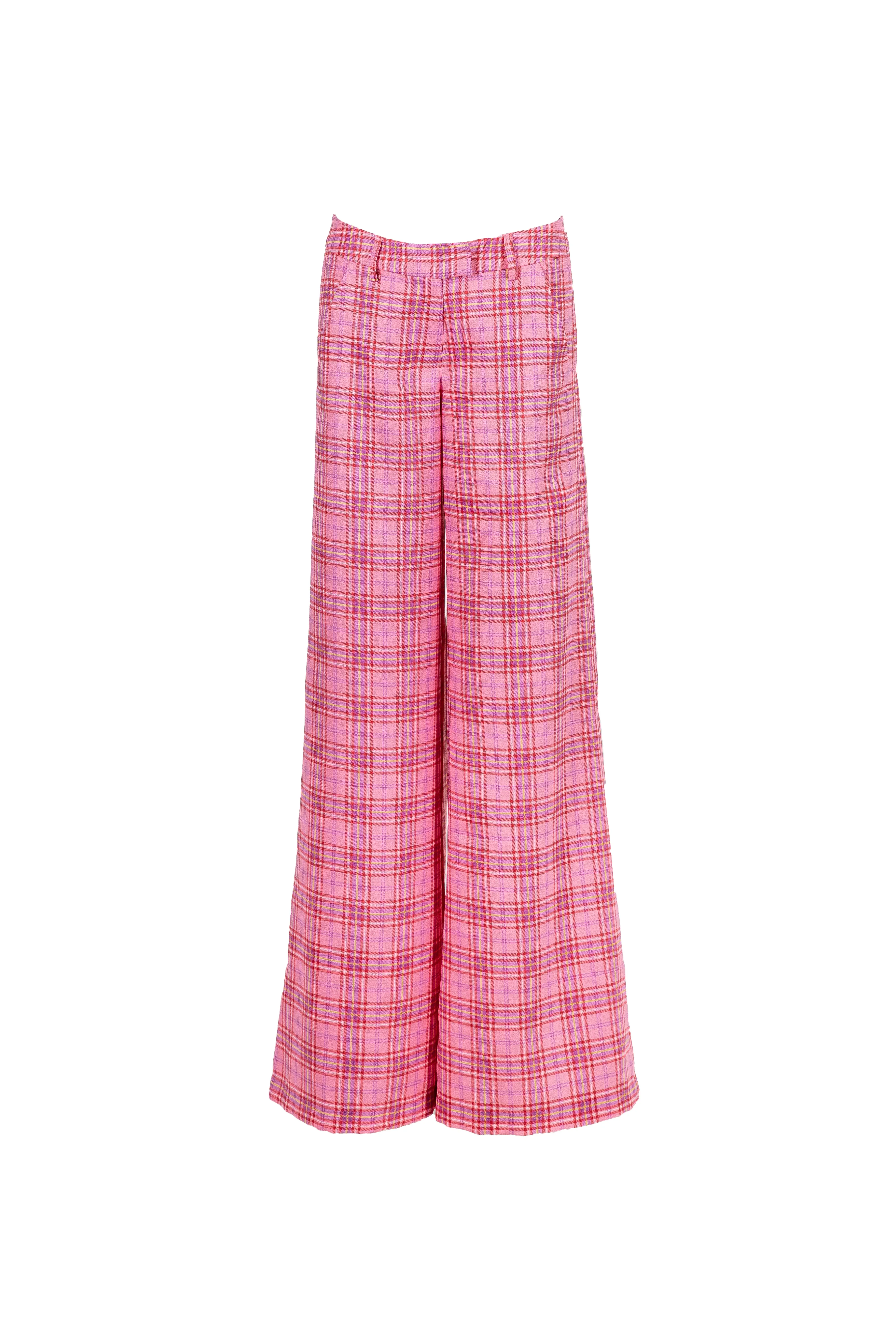 Checked Wide-leg Trousers